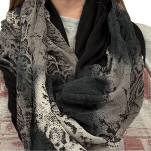 Black Gray Infinity Scarf Animal Print Snake